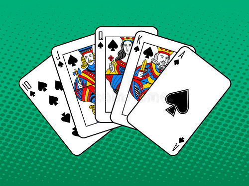 Royal flush odds green background